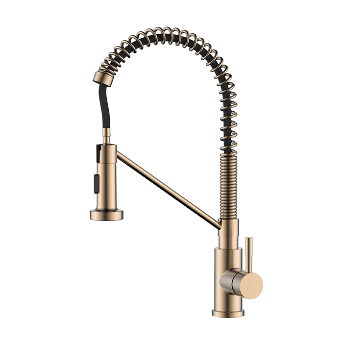 Rose Gold Spring Coil Hals Ziehen Sprühgerät Kitchen Spüle Wasserhahn