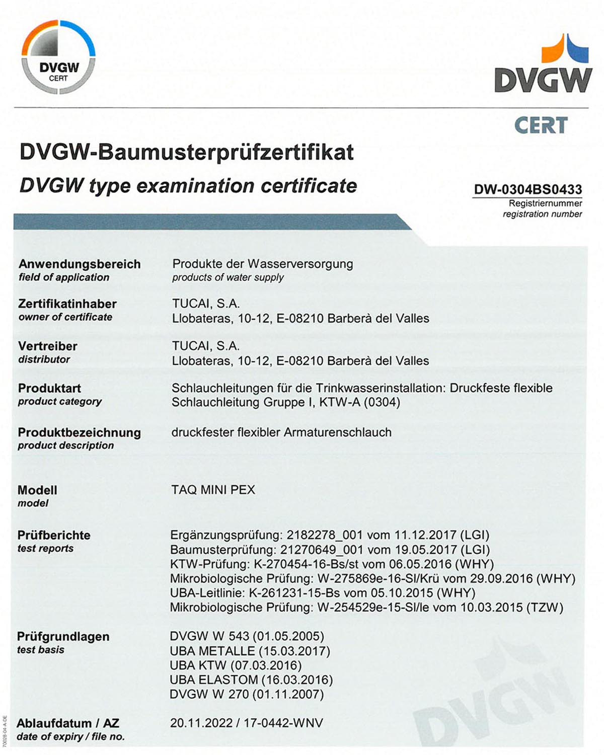 DVGW-Zertifizierung.