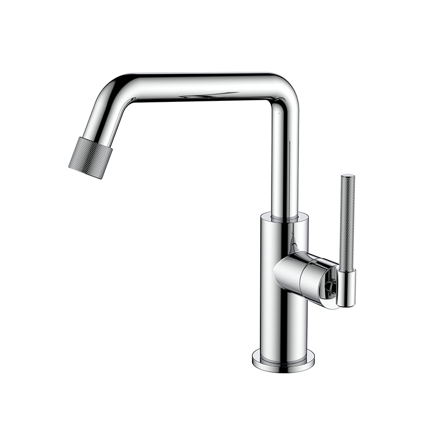 UPC Edelstahl -Chrom -Badezimmerhahn mit Knurlinggriff