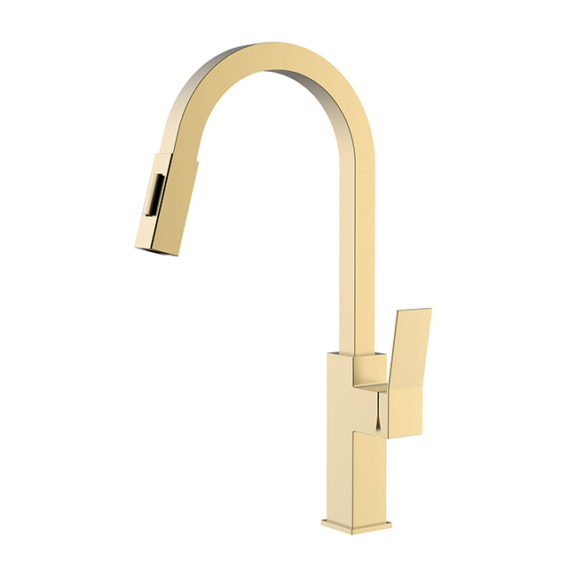 Küchenarmatur aus gebürstetem Edelstahl mit herausziehbarem Spray - Anmei