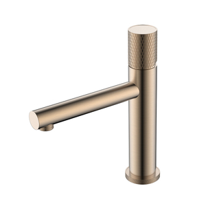 Rostfreier Stahl Roundgold -Rundbeckenmixerhahn mit Knurling -Griff