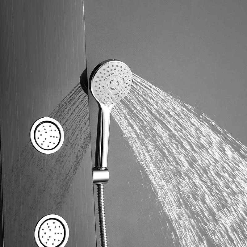 Mattschwarzes Duschtuchpaneel mit Wannenauslauf und Bodyjet